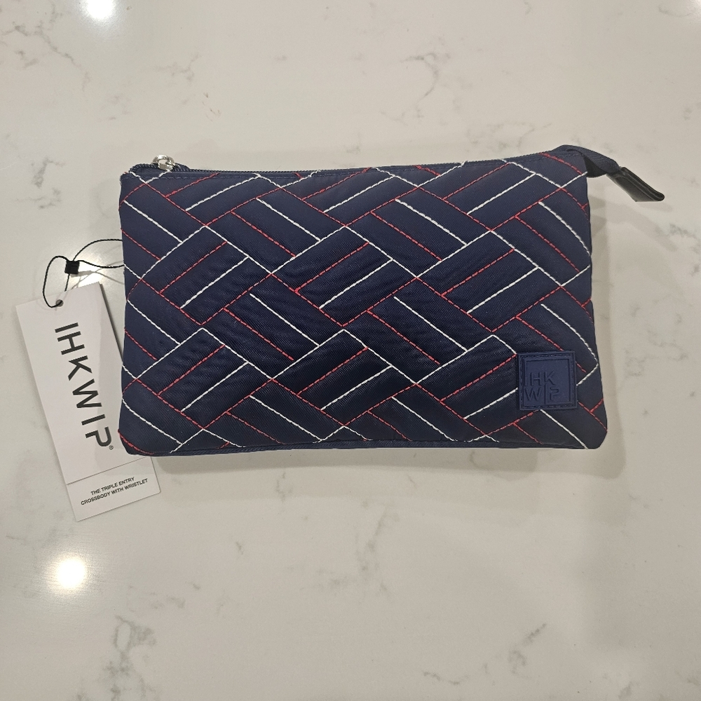 NWT Ihkwip Triple Entry Quilted Crossbody with Wristlet Strap